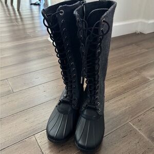 Michael Kors Black and Gray Lace-Up Boots
